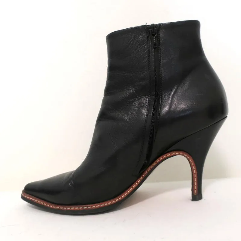 Maison Martin Margiela Pointed Toe Ankle Boots Black Leather Size 37.5