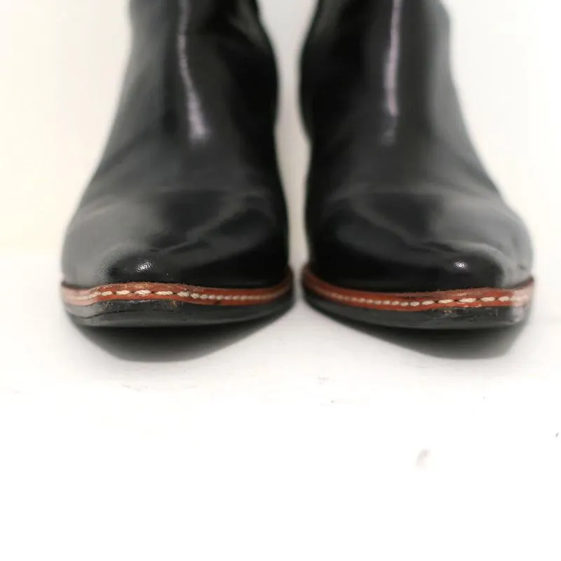 Maison Martin Margiela Pointed Toe Ankle Boots Black Leather Size 37.5