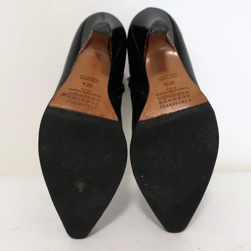 Maison Martin Margiela Pointed Toe Ankle Boots Black Leather Size 37.5