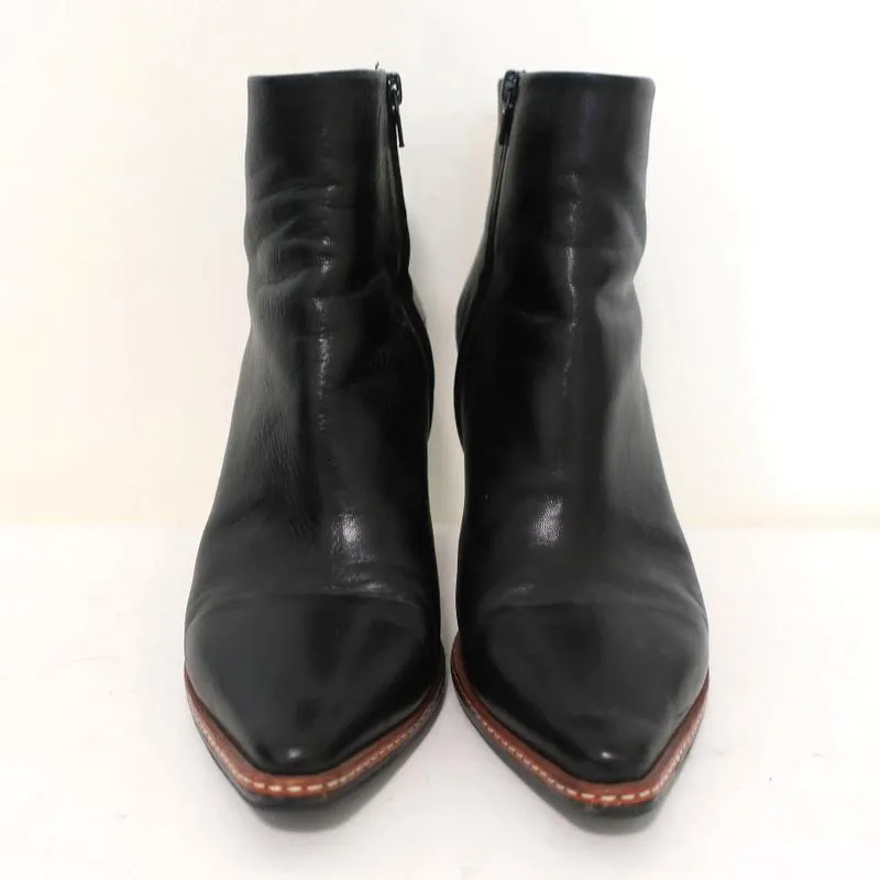 Maison Martin Margiela Pointed Toe Ankle Boots Black Leather Size 37.5