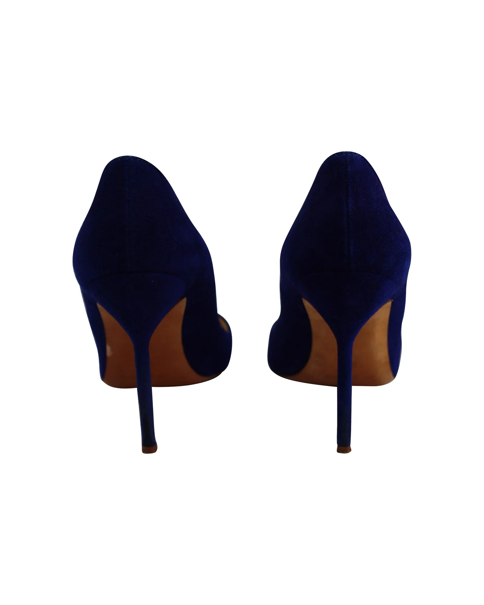Manolo Blahnik BB Pointed Pumps in Navy Blue Suede