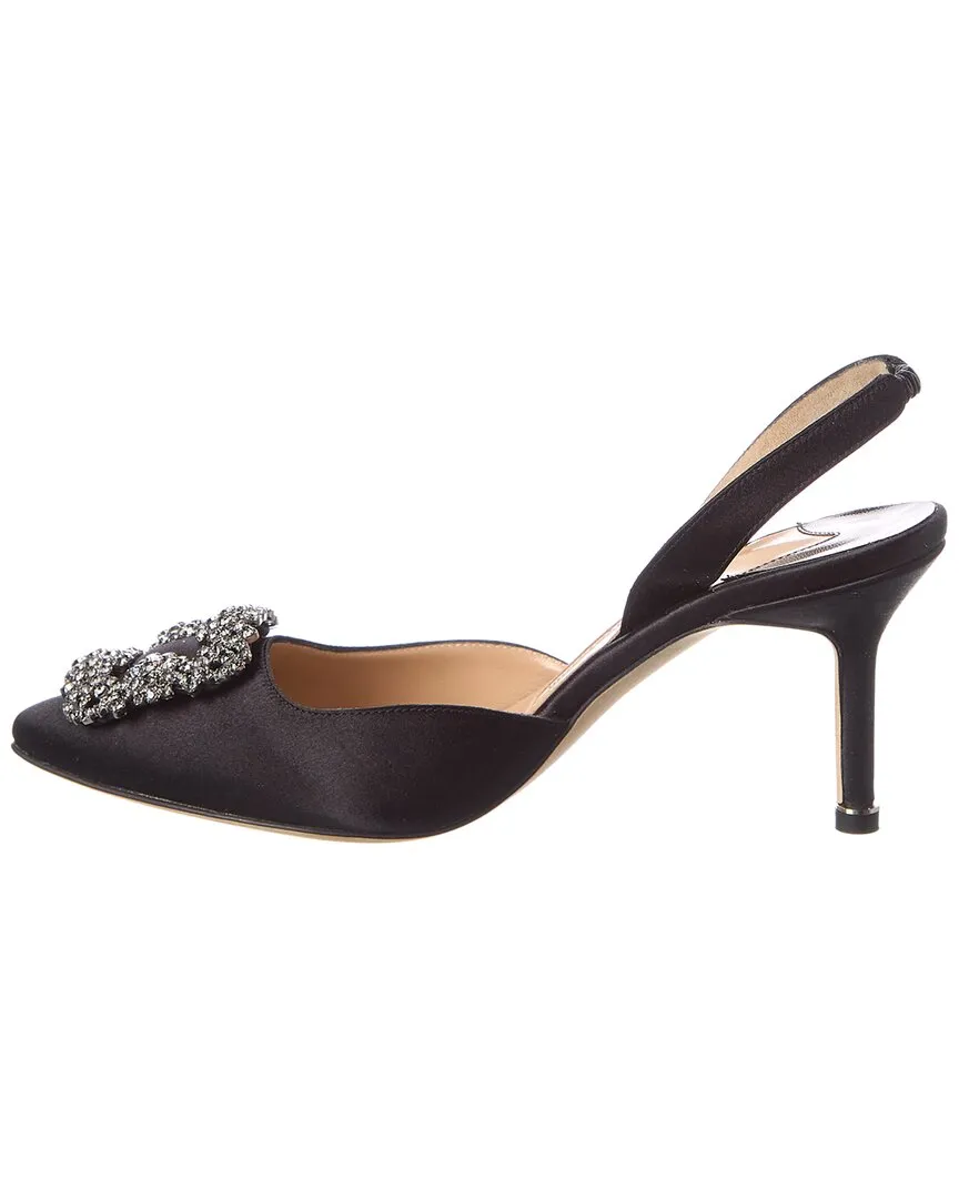 Manolo Blahnik Hangisli 70 Satin Slingback Pump