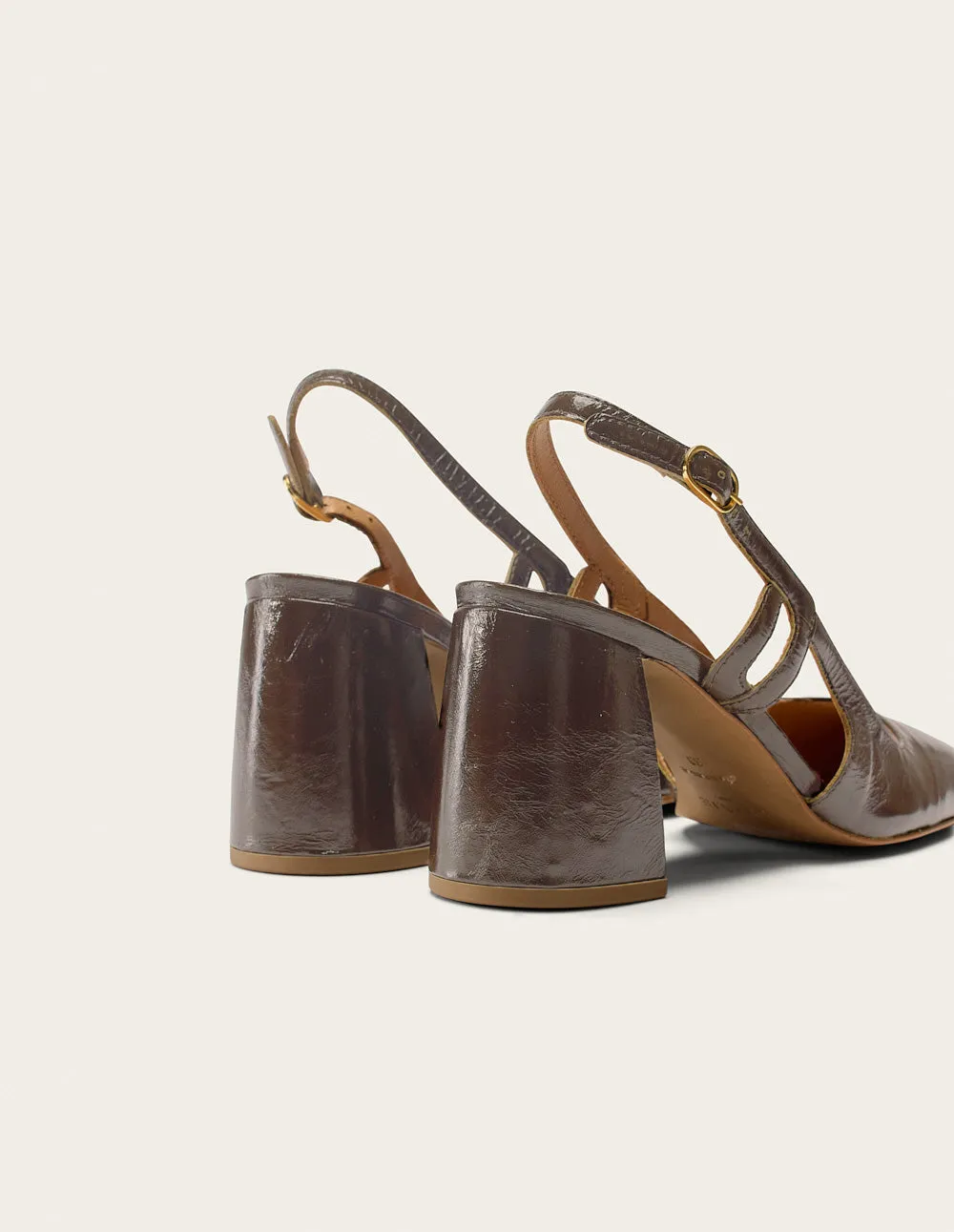 Marcie Pumps - Khaki Pleated leather