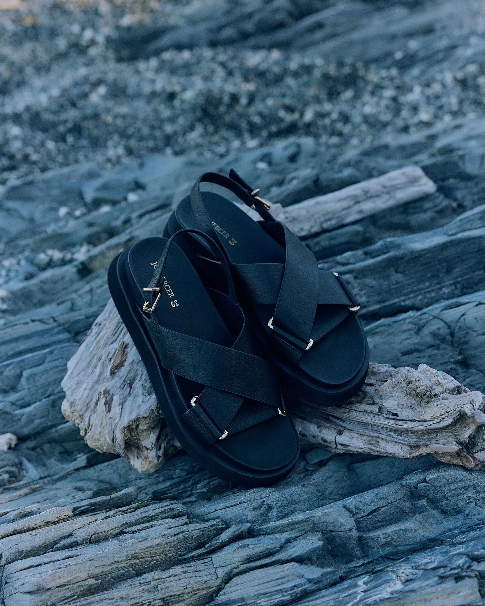 MARLEY FLAT SANDALS BLACK LEATHER