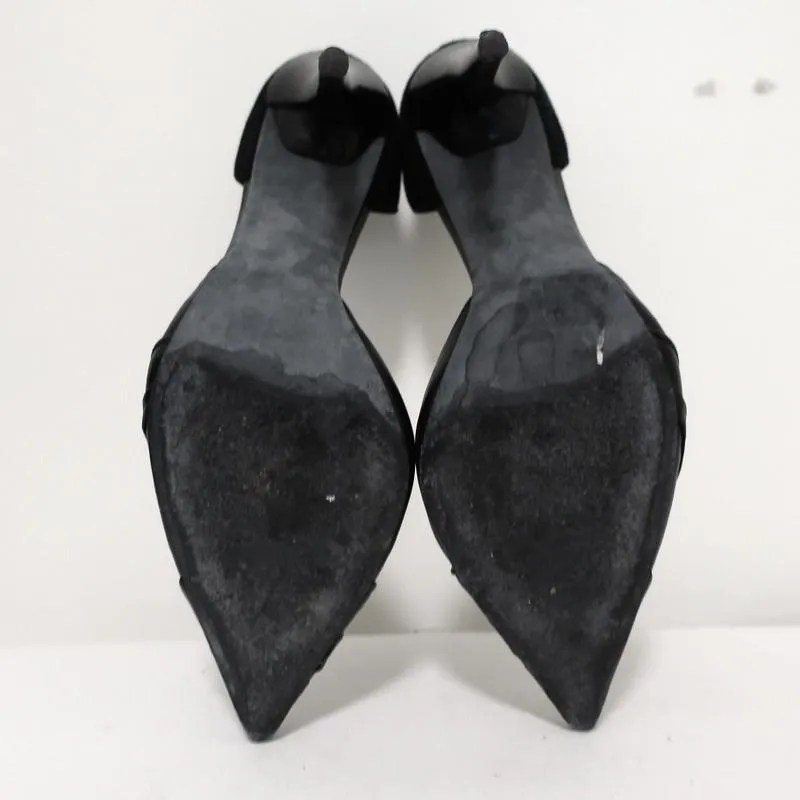 Narciso Rodriguez d'Orsay Pumps Black Leather & Suede Size 40 Pointed Toe Heel