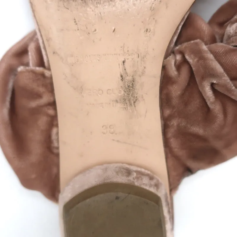 Nicholas Kirkwood Courtney Ruched Velvet Flat Slide Sandals Blush Size 38