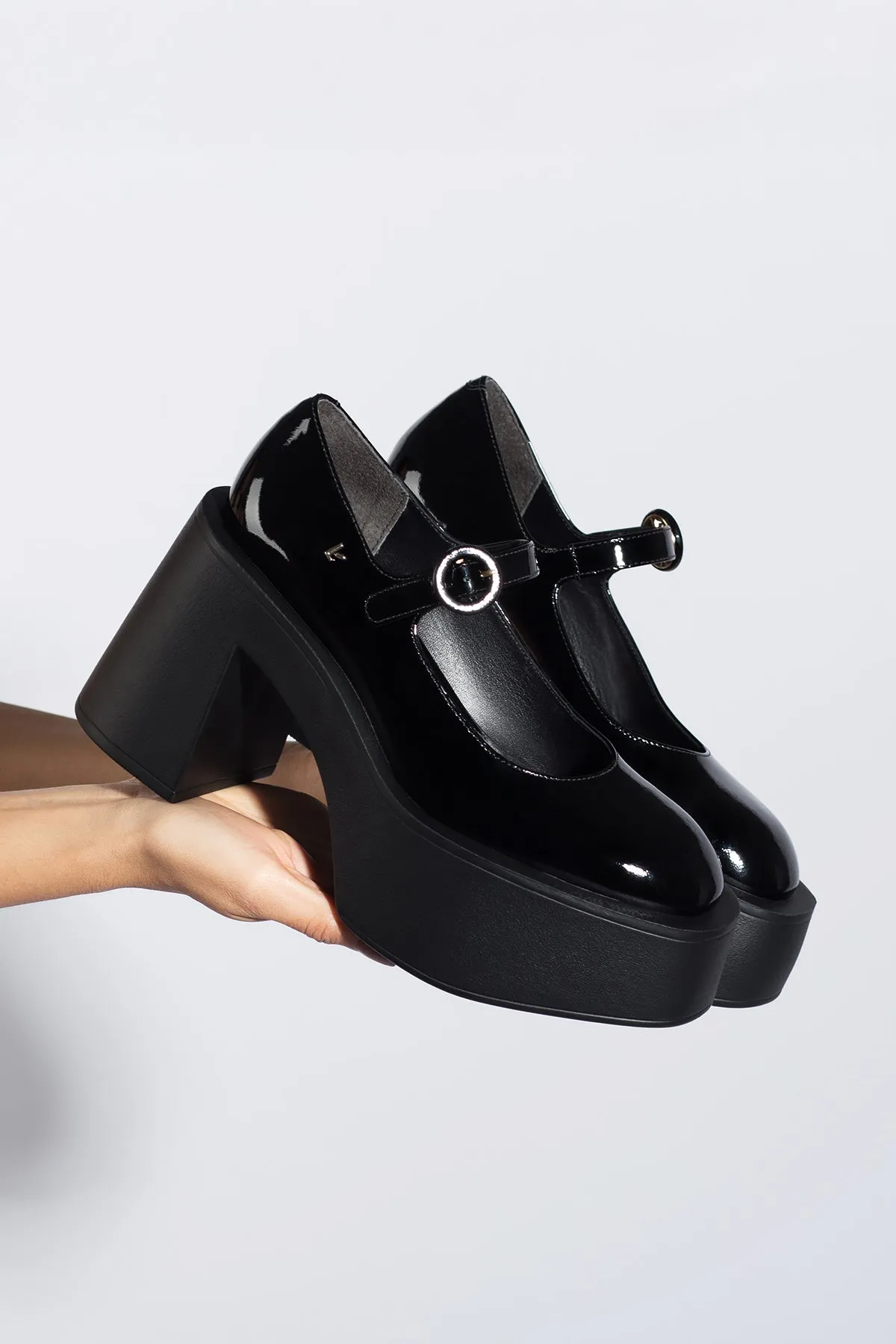 Olivia Platform Pump In Black Patent Leather