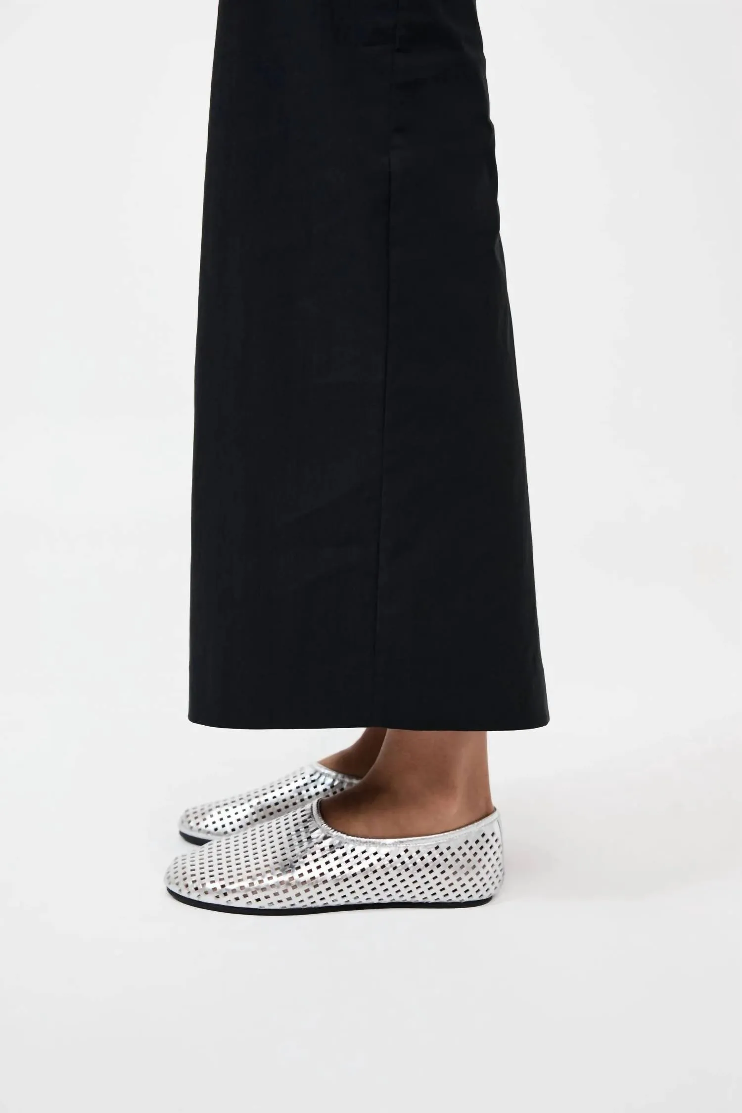 Perforated Ballet Flat In Silver