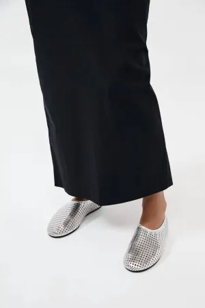 Perforated Ballet Flat In Silver
