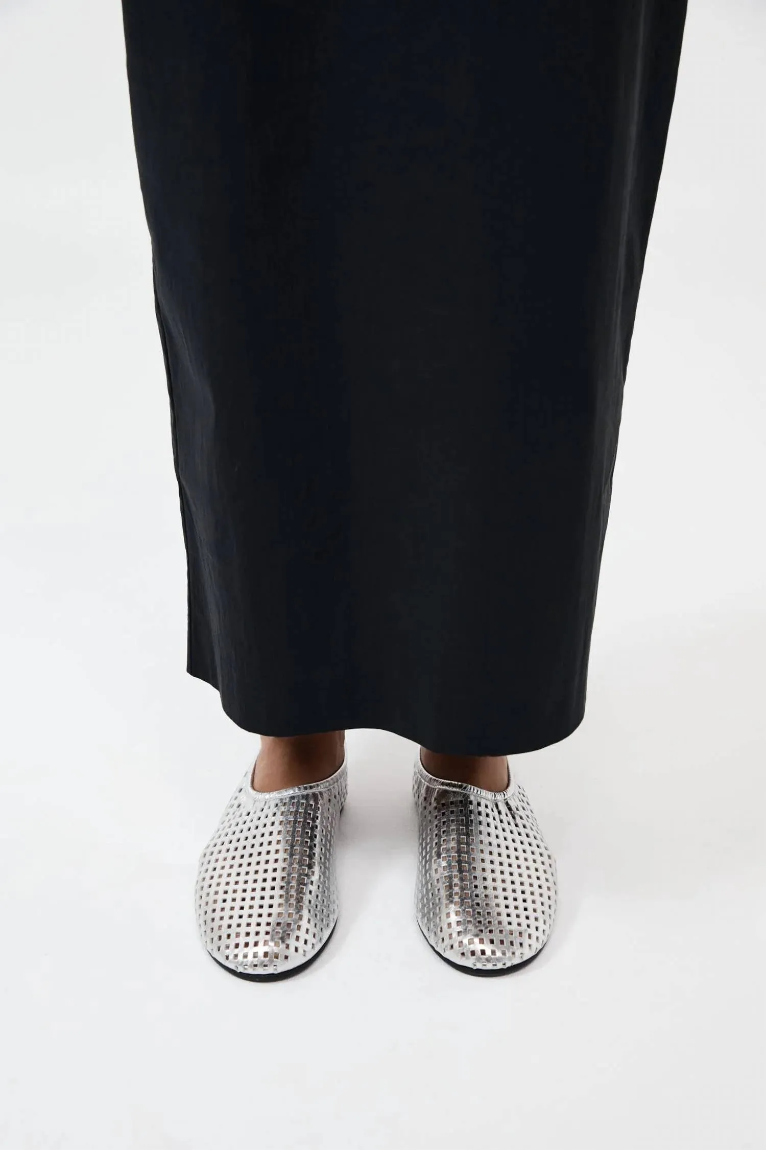 Perforated Ballet Flat In Silver