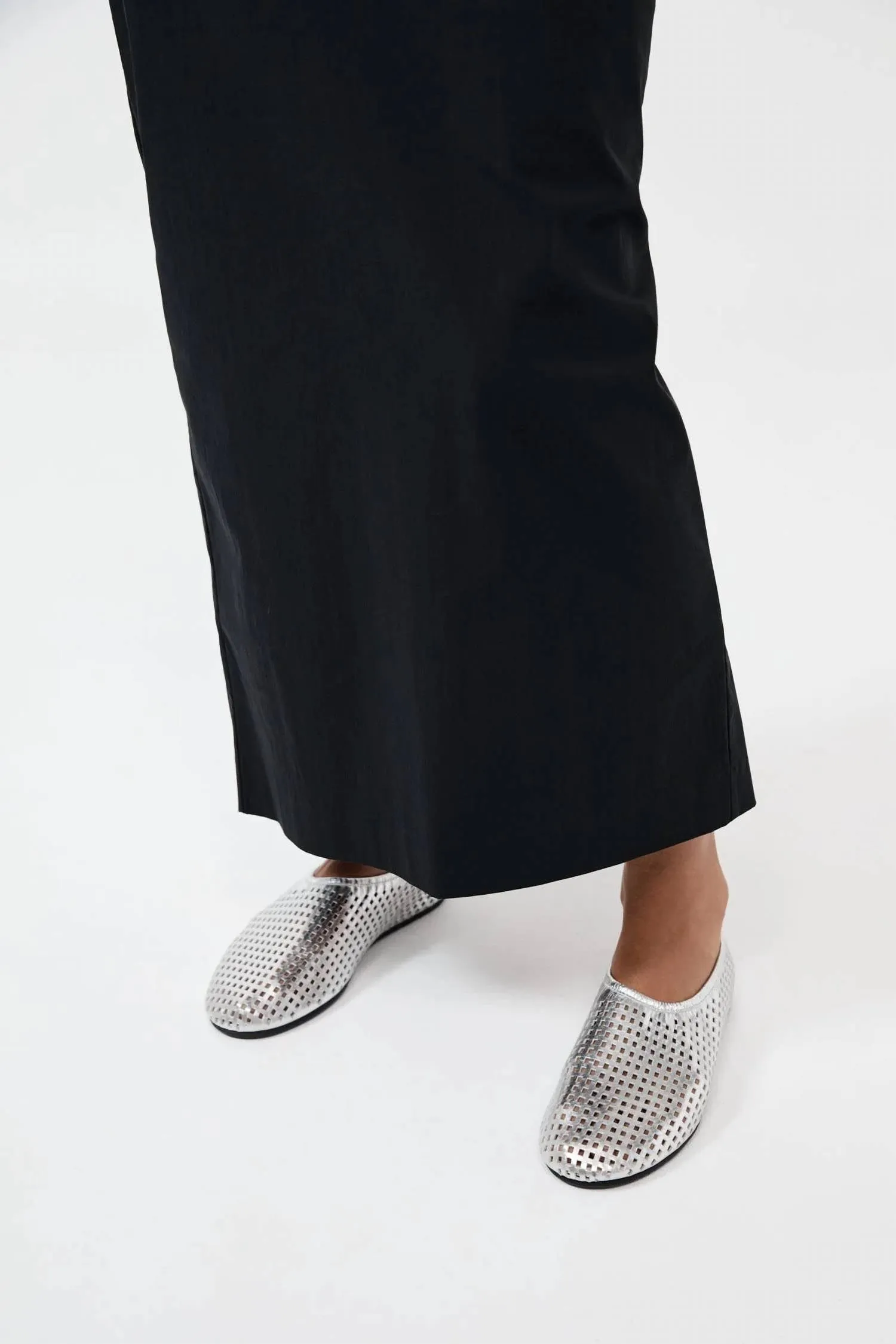 Perforated Ballet Flat In Silver