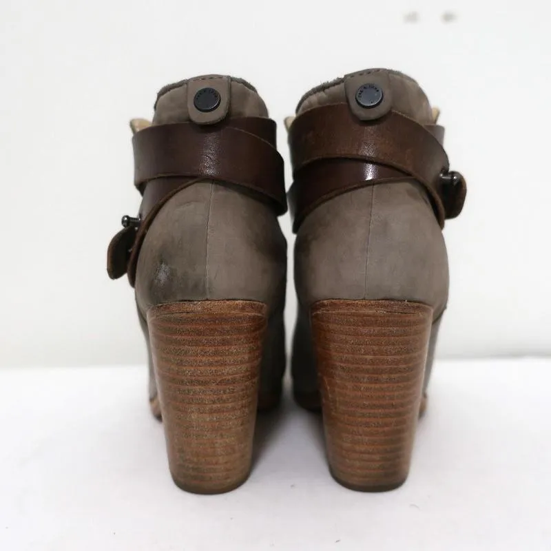 Rag & Bone Harrow Ankle Boots Gray Suede & Brown Leather Size 35