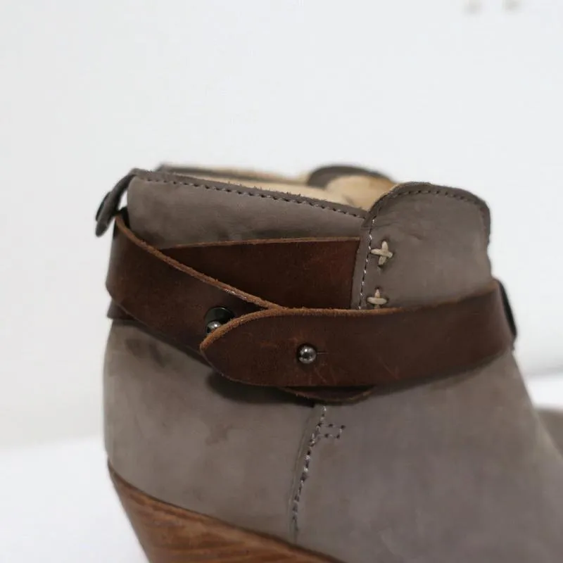 Rag & Bone Harrow Ankle Boots Gray Suede & Brown Leather Size 35