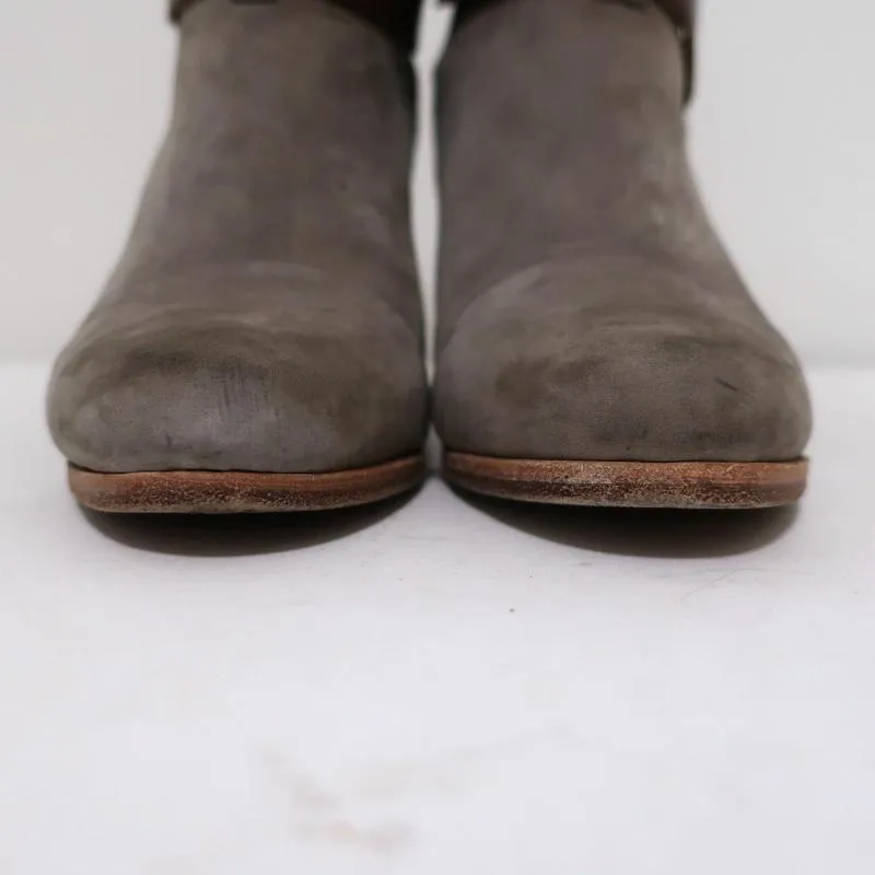 Rag & Bone Harrow Ankle Boots Gray Suede & Brown Leather Size 35