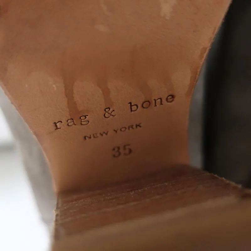 Rag & Bone Harrow Ankle Boots Gray Suede & Brown Leather Size 35