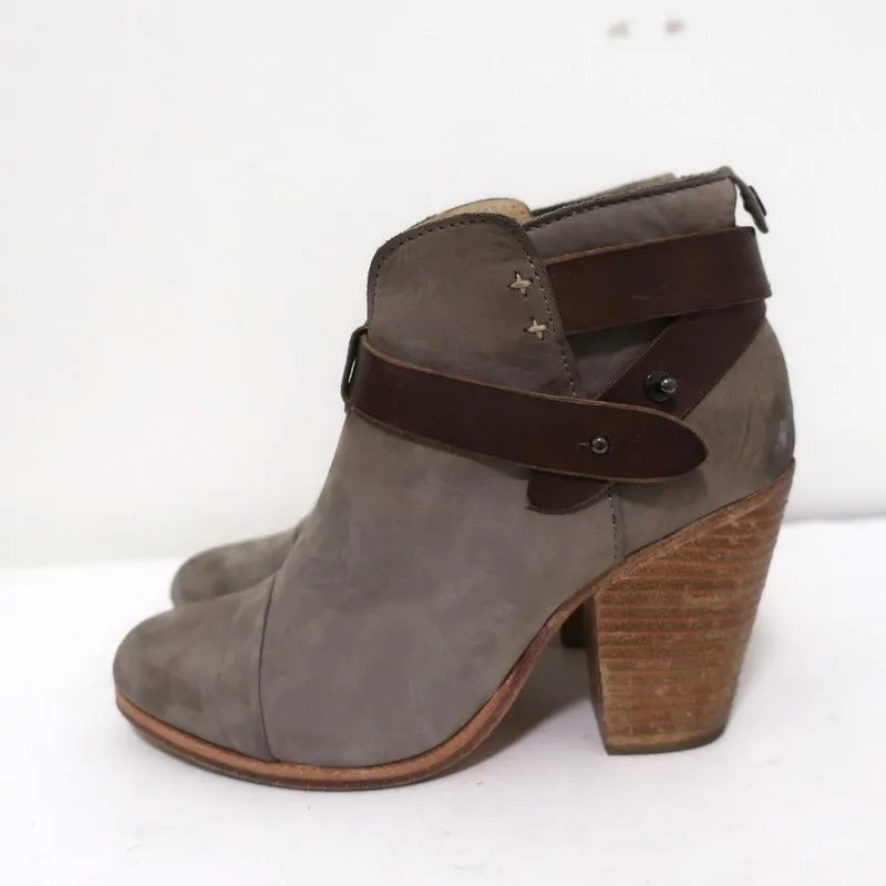Rag & Bone Harrow Ankle Boots Gray Suede & Brown Leather Size 35