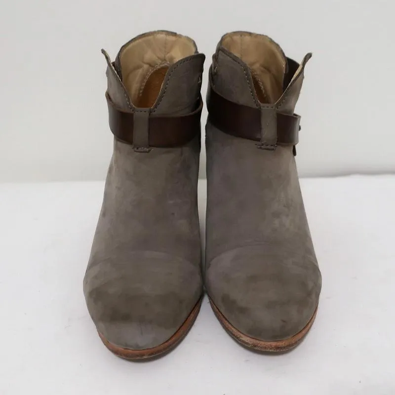 Rag & Bone Harrow Ankle Boots Gray Suede & Brown Leather Size 35