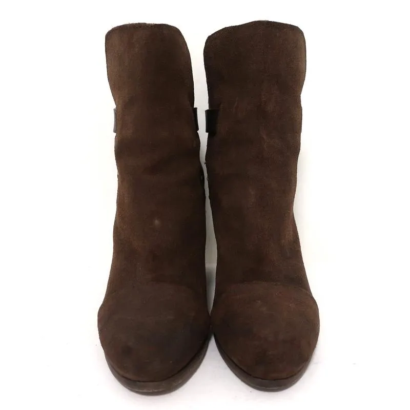Rag & Bone Kinsey Ankle Boots Brown Suede & Leather Size 38 High Heel