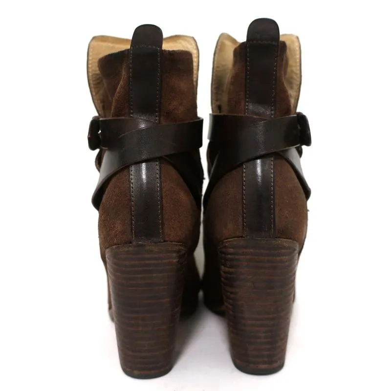 Rag & Bone Kinsey Ankle Boots Brown Suede & Leather Size 38 High Heel