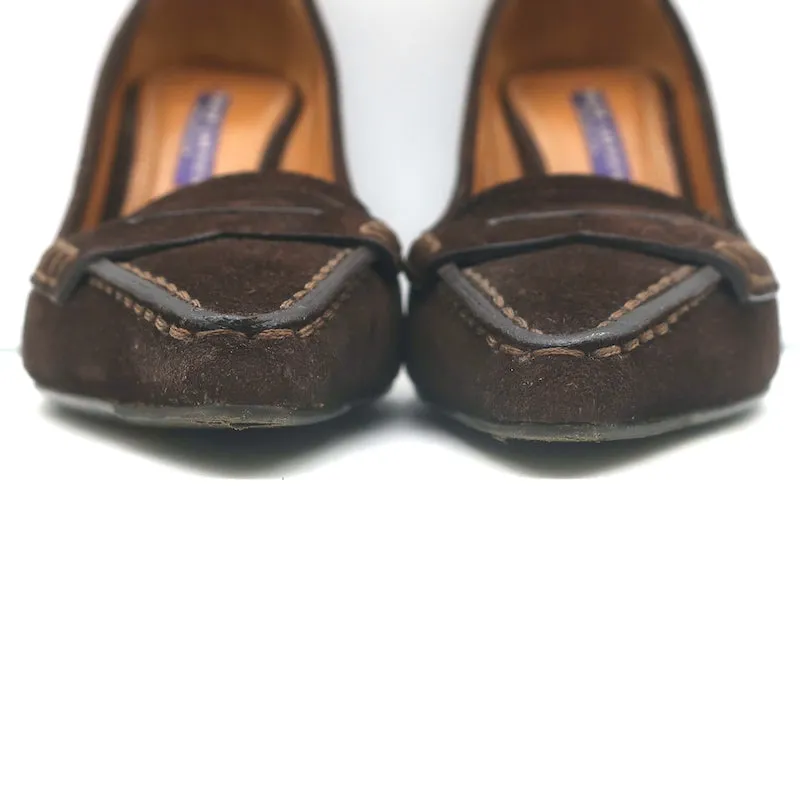 Ralph Lauren Collection Penny Loafer Pumps Dark Brown Suede Size 6