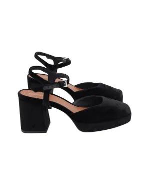 Reformation Marisol Platform Pumps in Black Velvet