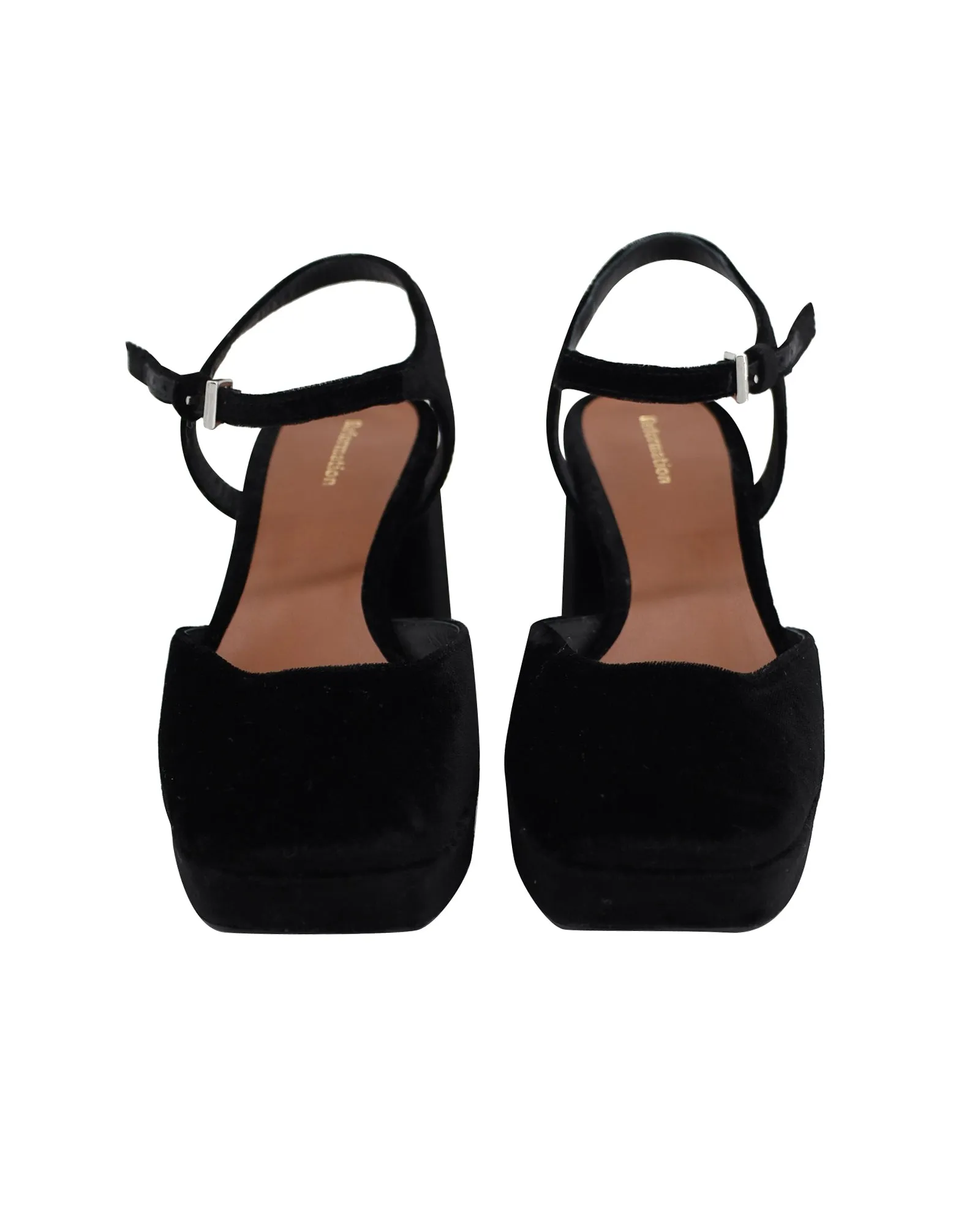Reformation Marisol Platform Pumps in Black Velvet
