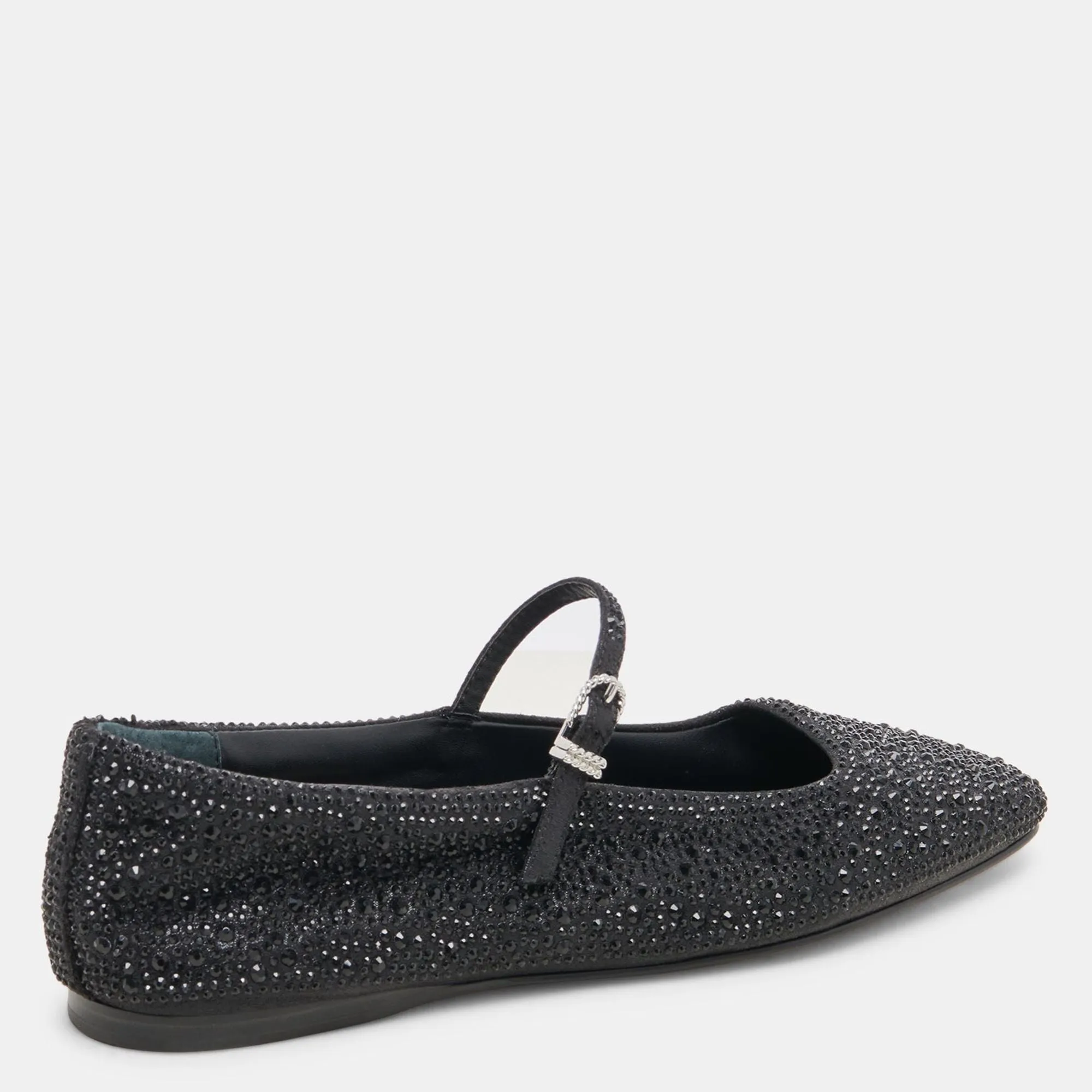 Reyes Crystal Ballet Flats Black Metallic Crystal