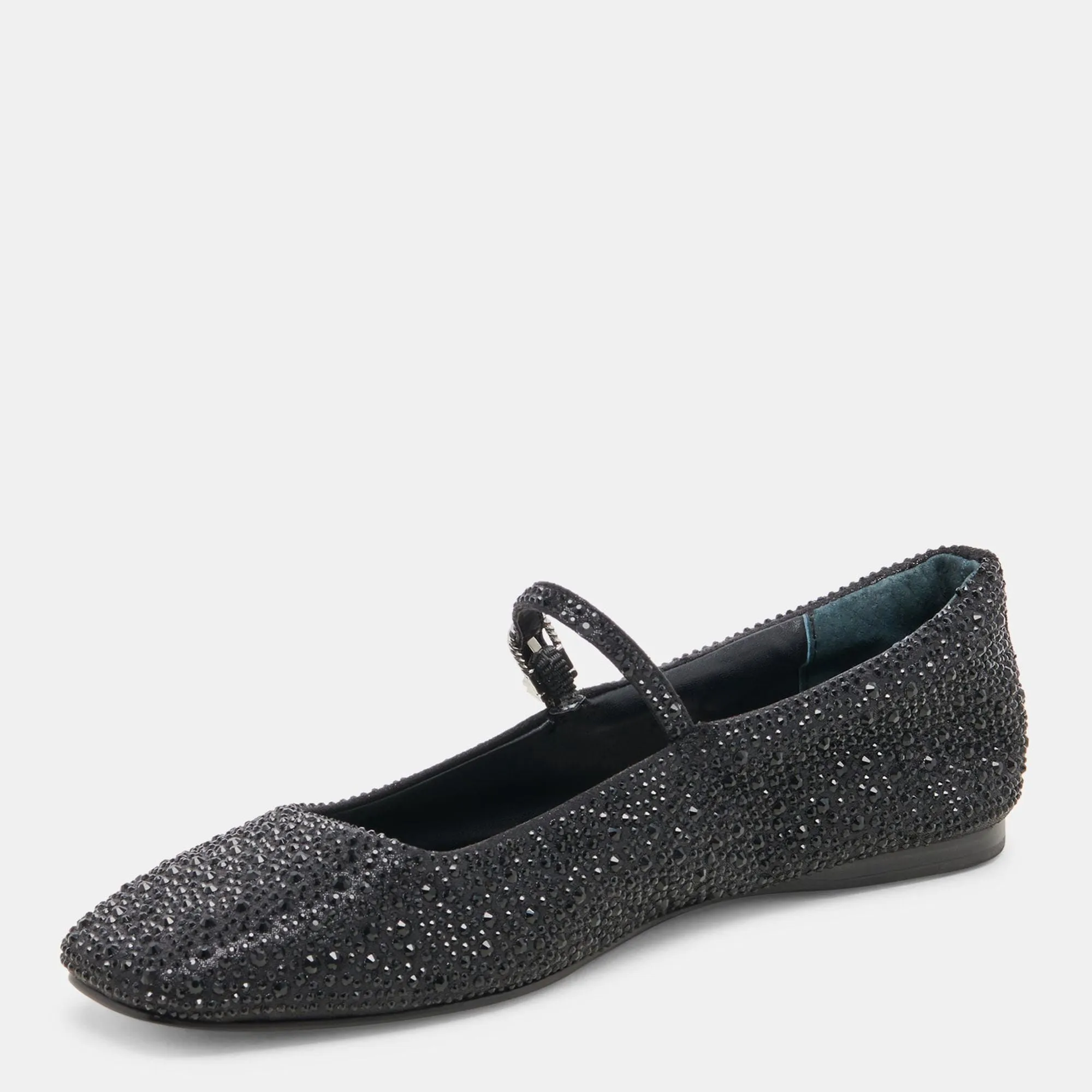 Reyes Crystal Ballet Flats Black Metallic Crystal
