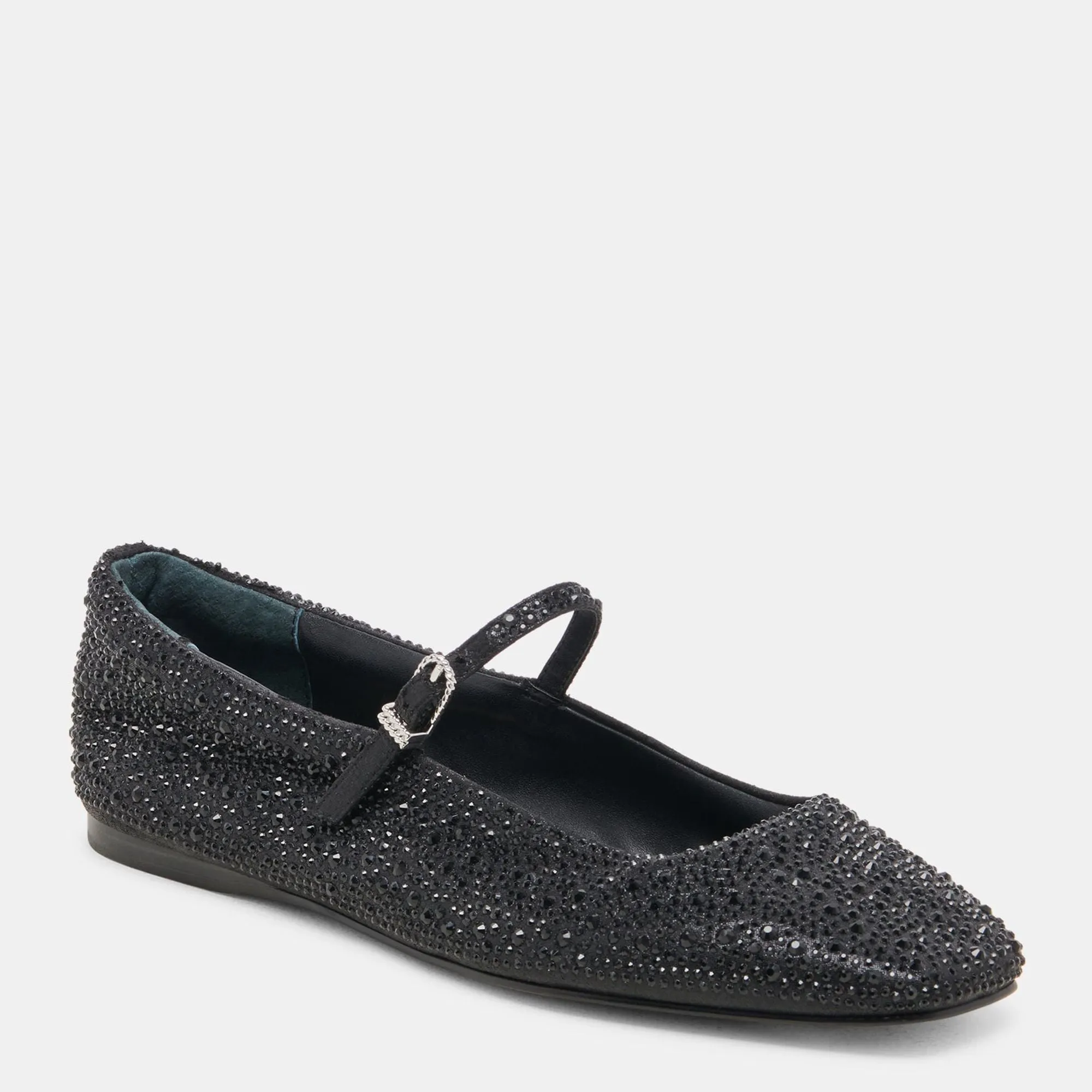 Reyes Crystal Ballet Flats Black Metallic Crystal