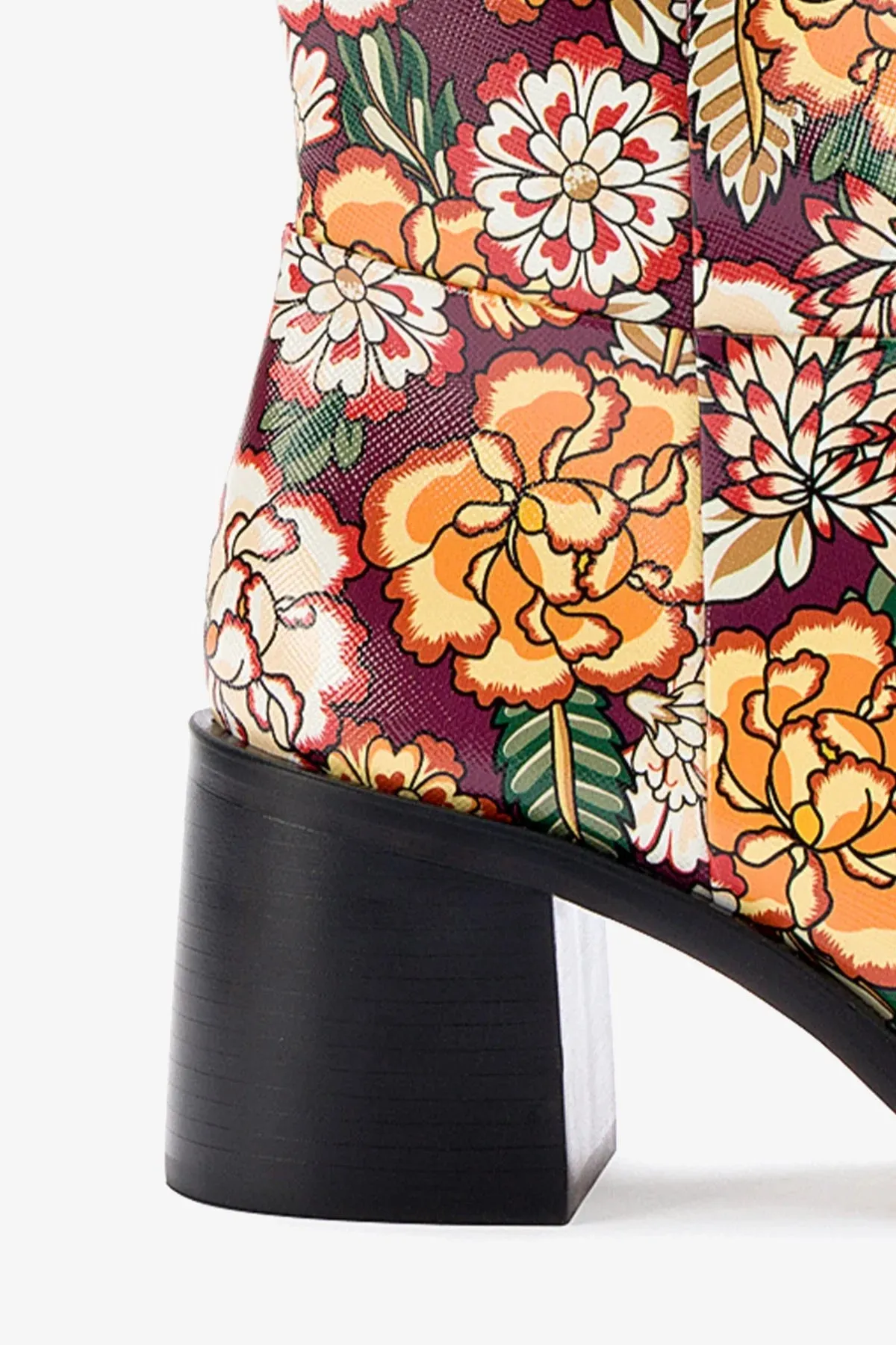 Ricky Boot In Wine Ikebana Print Saffiano Patent Leather