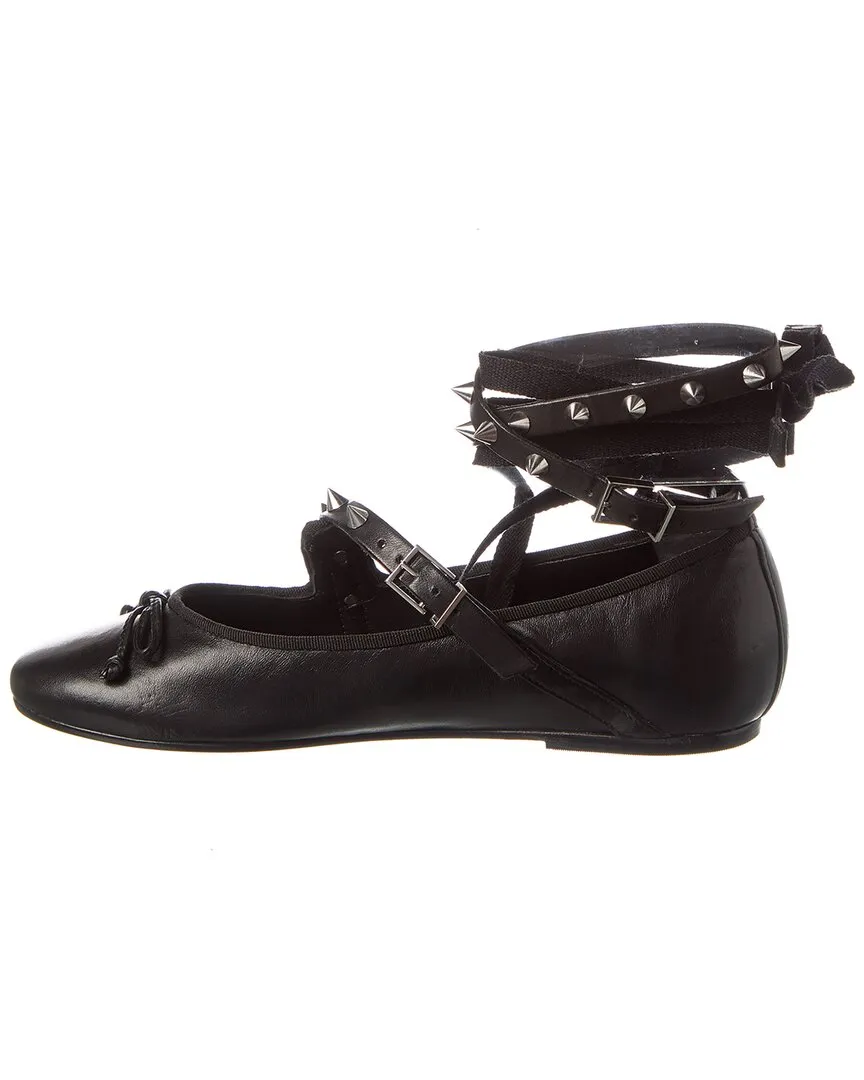 Schutz Larissa Lace Up Leather Flat Ballet