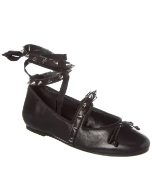 Schutz Larissa Lace Up Leather Flat Ballet
