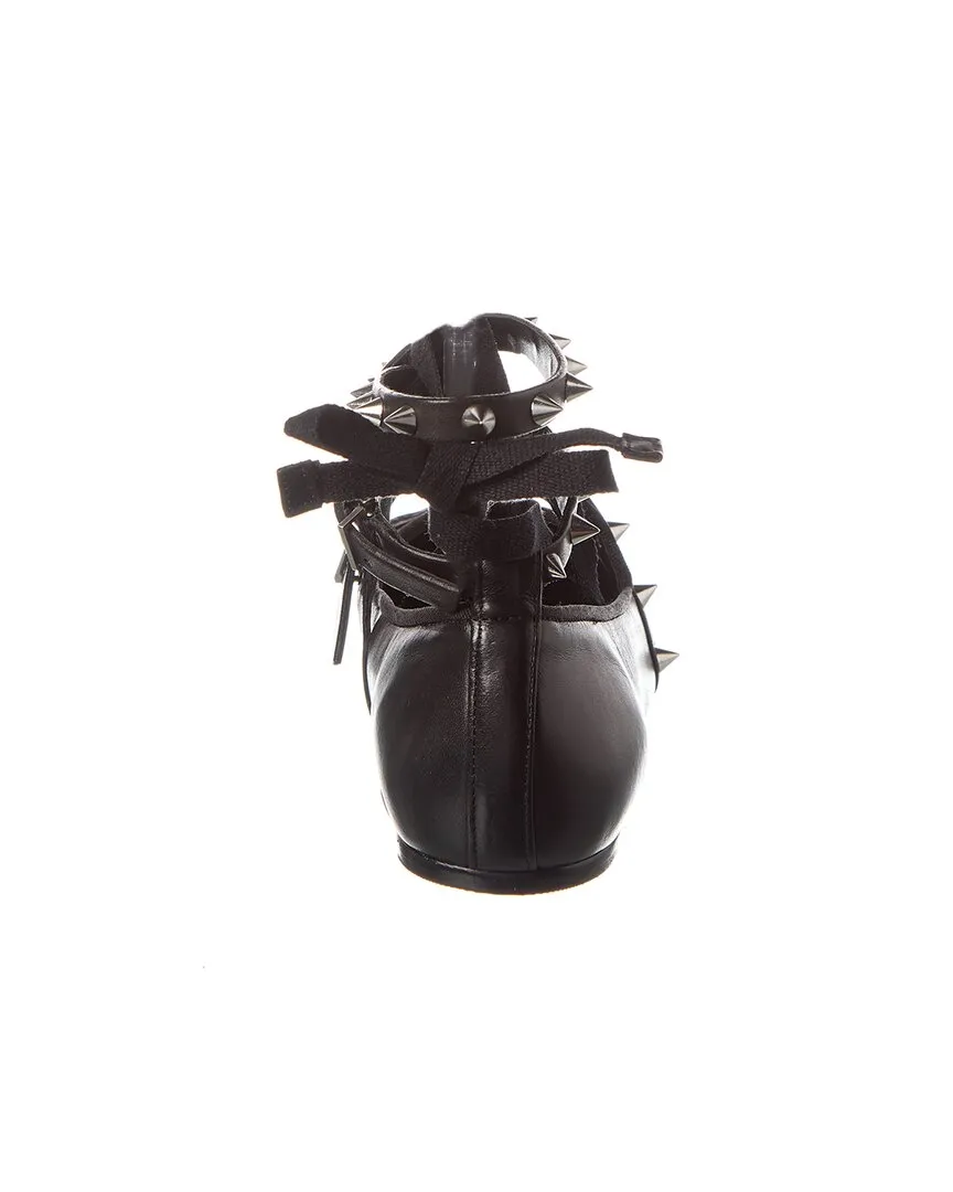 Schutz Larissa Lace Up Leather Flat Ballet