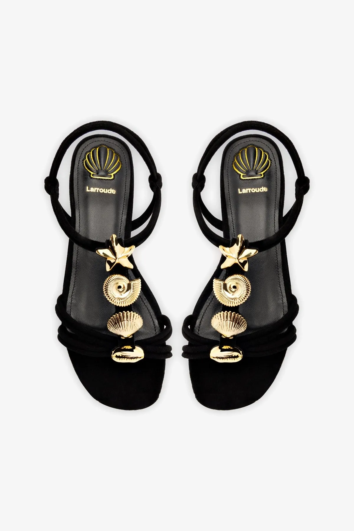 Shelly Flat Sandal In Black Suede