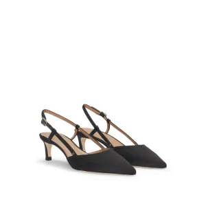 Slingback pumps in soft satin with pointed toe