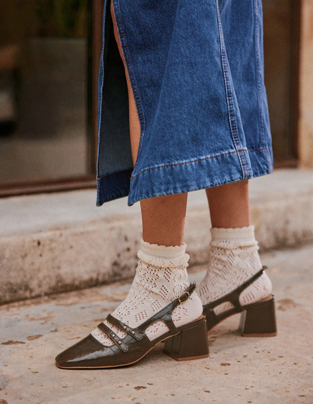 Soline Pumps - Khaki Pleated Leather