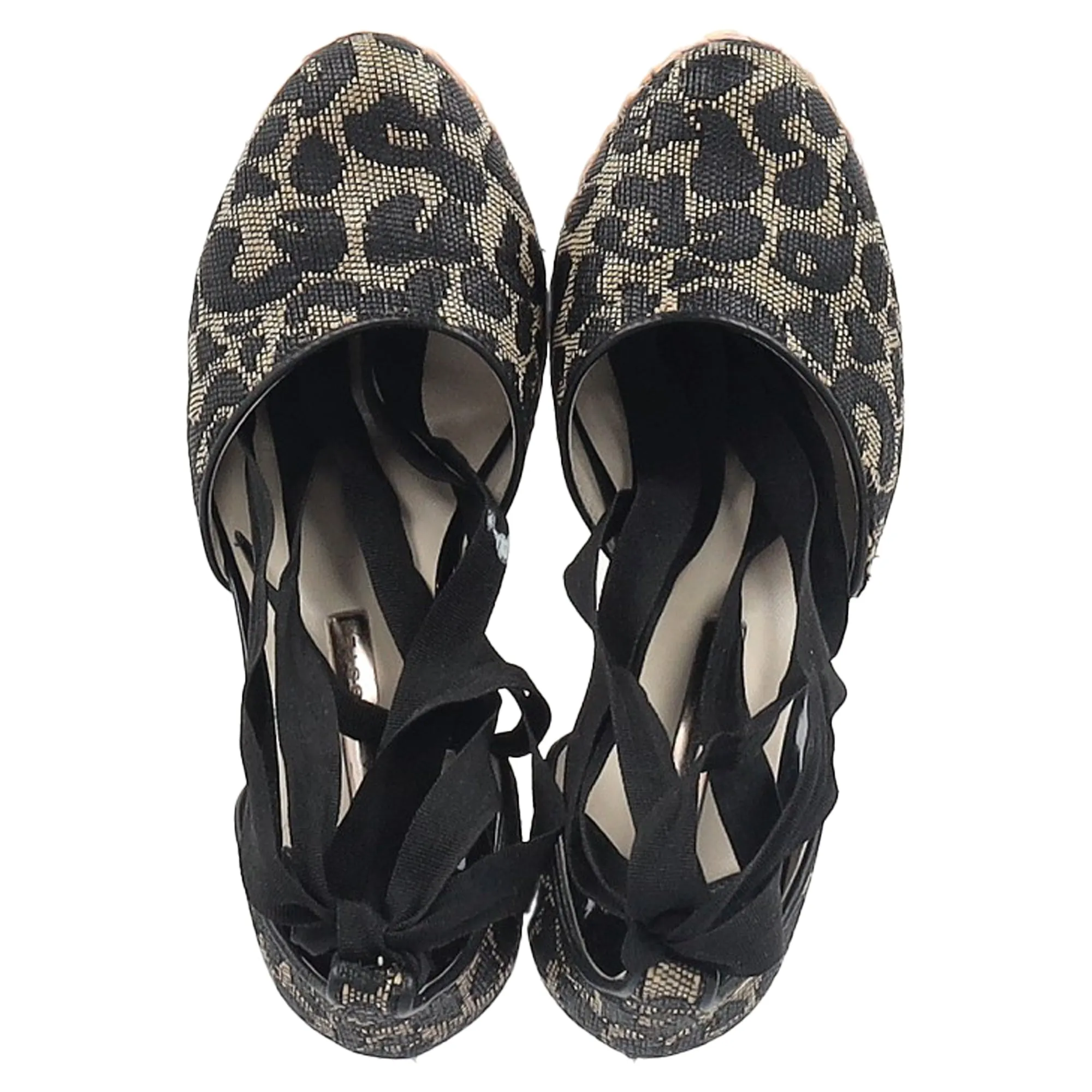 Sophia Webster Printed Espadrille Wedge Pumps in Brown Polyester