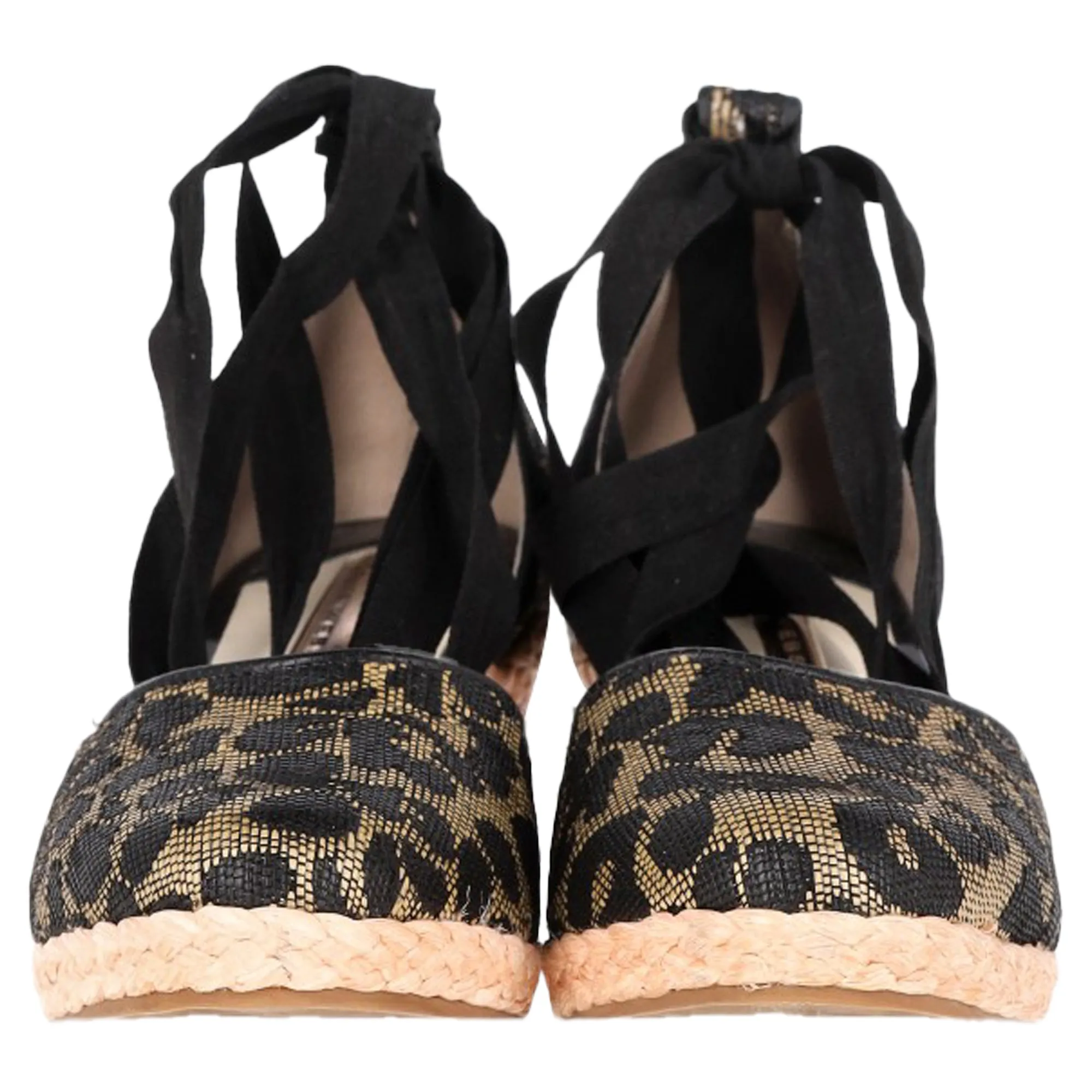 Sophia Webster Printed Espadrille Wedge Pumps in Brown Polyester