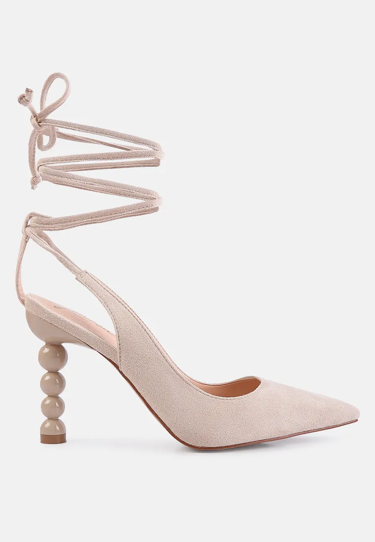 spiced night faux suede cut out heel laceup sandals