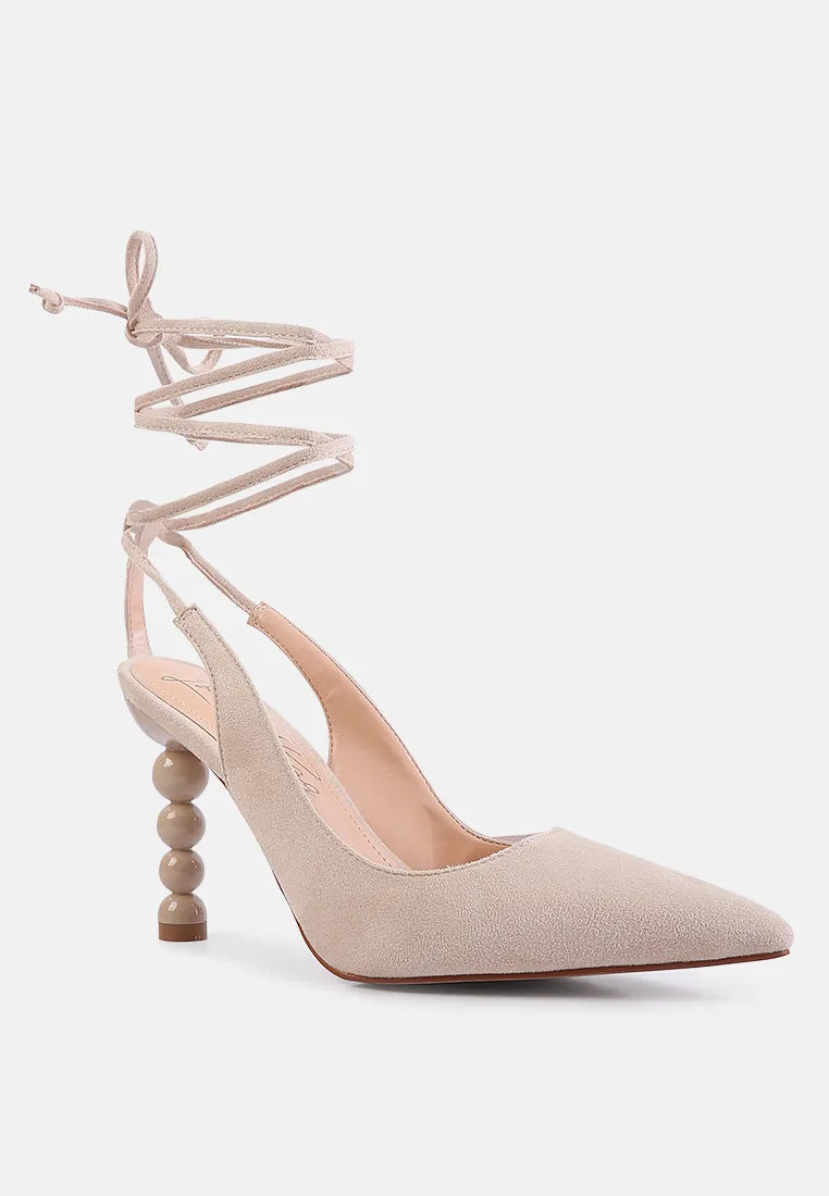 spiced night faux suede cut out heel laceup sandals