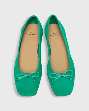 Square- Toe Ballet Flat Sandal In Green