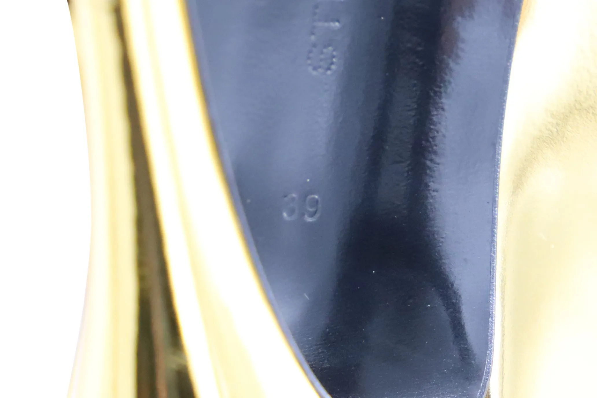 Stella McCartney Pointed Toe Pumps in Gold Faux Patent Leather