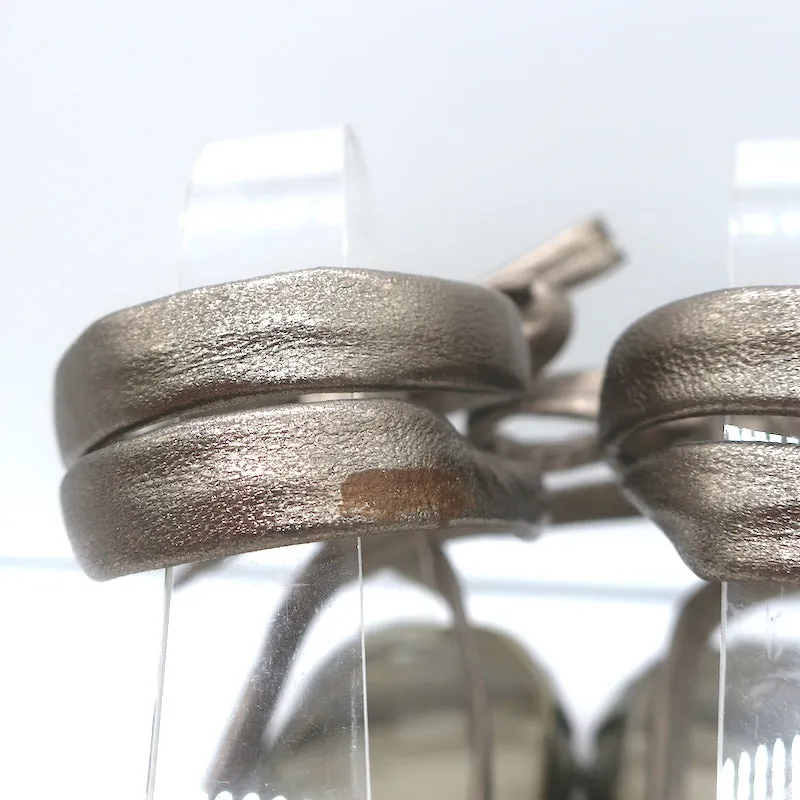 Stuart Weitzman Ankle Wrap Sandals Pewter/Gold Metallic Leather Size 8.5