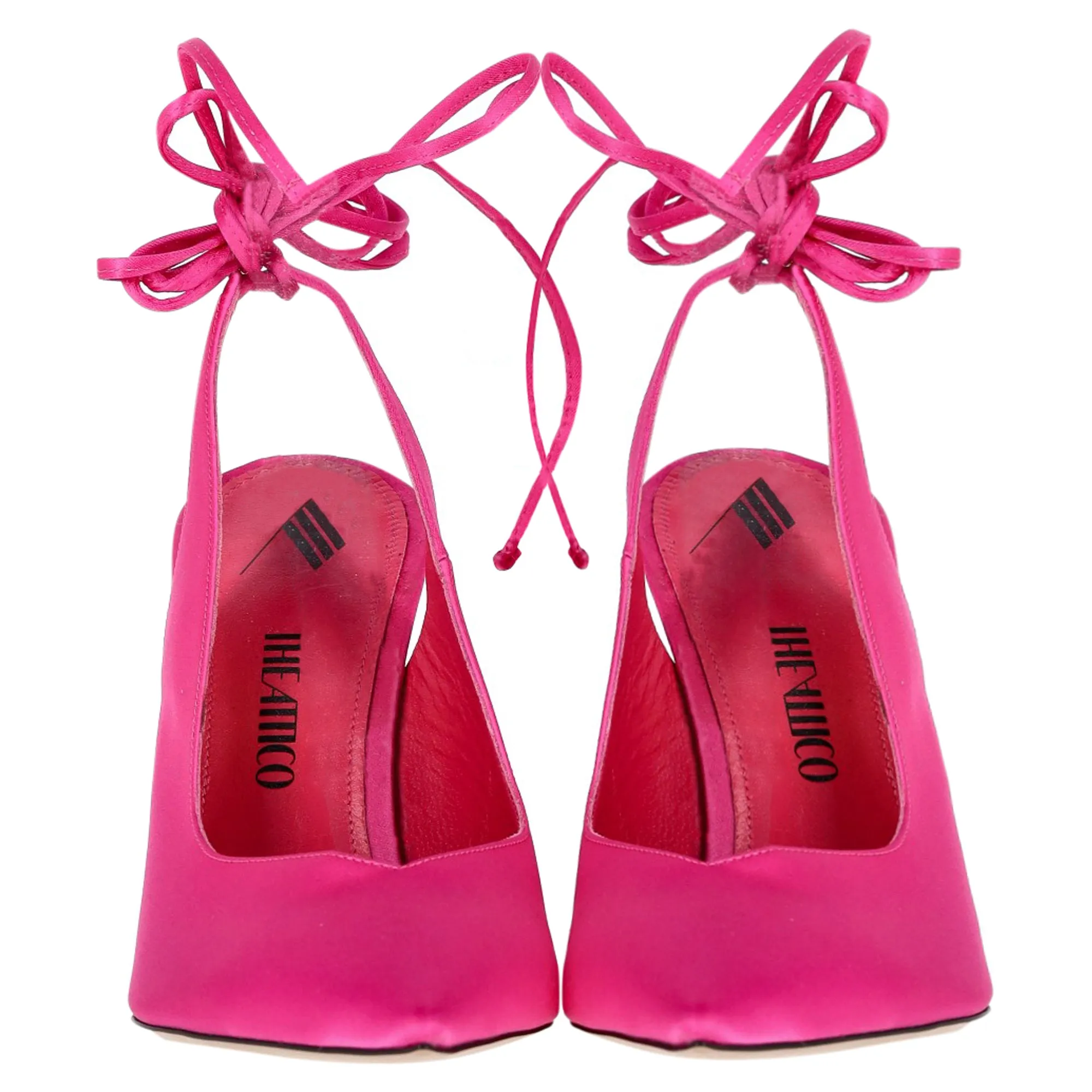The Attico Venus Slingback Heels in Pink Satin