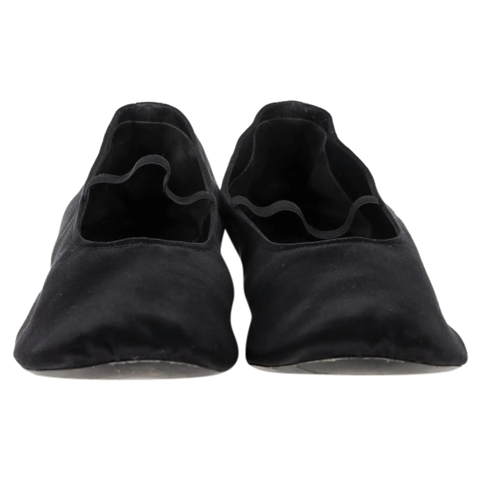 The Row Kitten Ballet Pumps in Black Satin