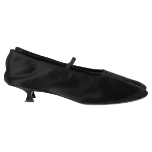 The Row Kitten Ballet Pumps in Black Satin