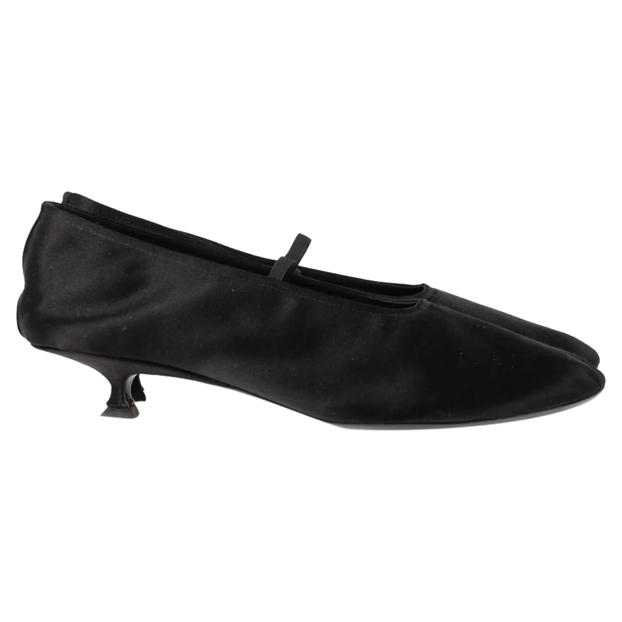 The Row Kitten Ballet Pumps in Black Satin