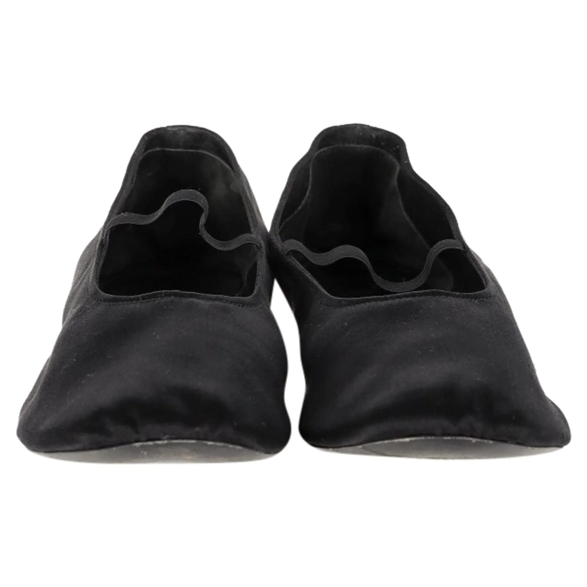The Row Kitten Ballet Pumps in Black Satin