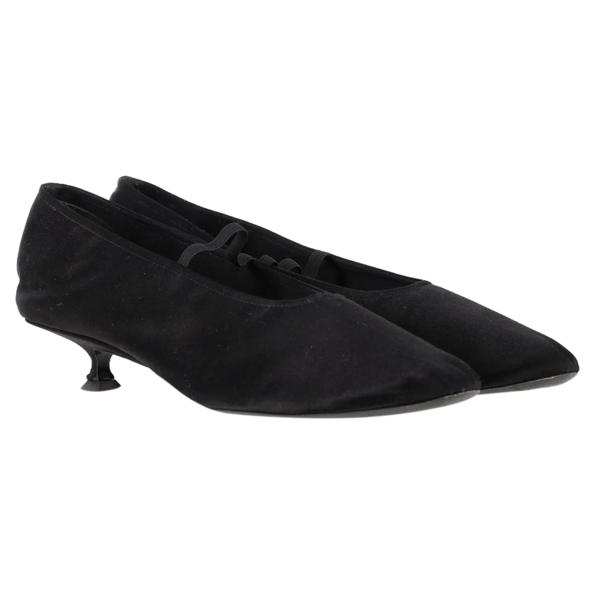 The Row Kitten Ballet Pumps in Black Satin