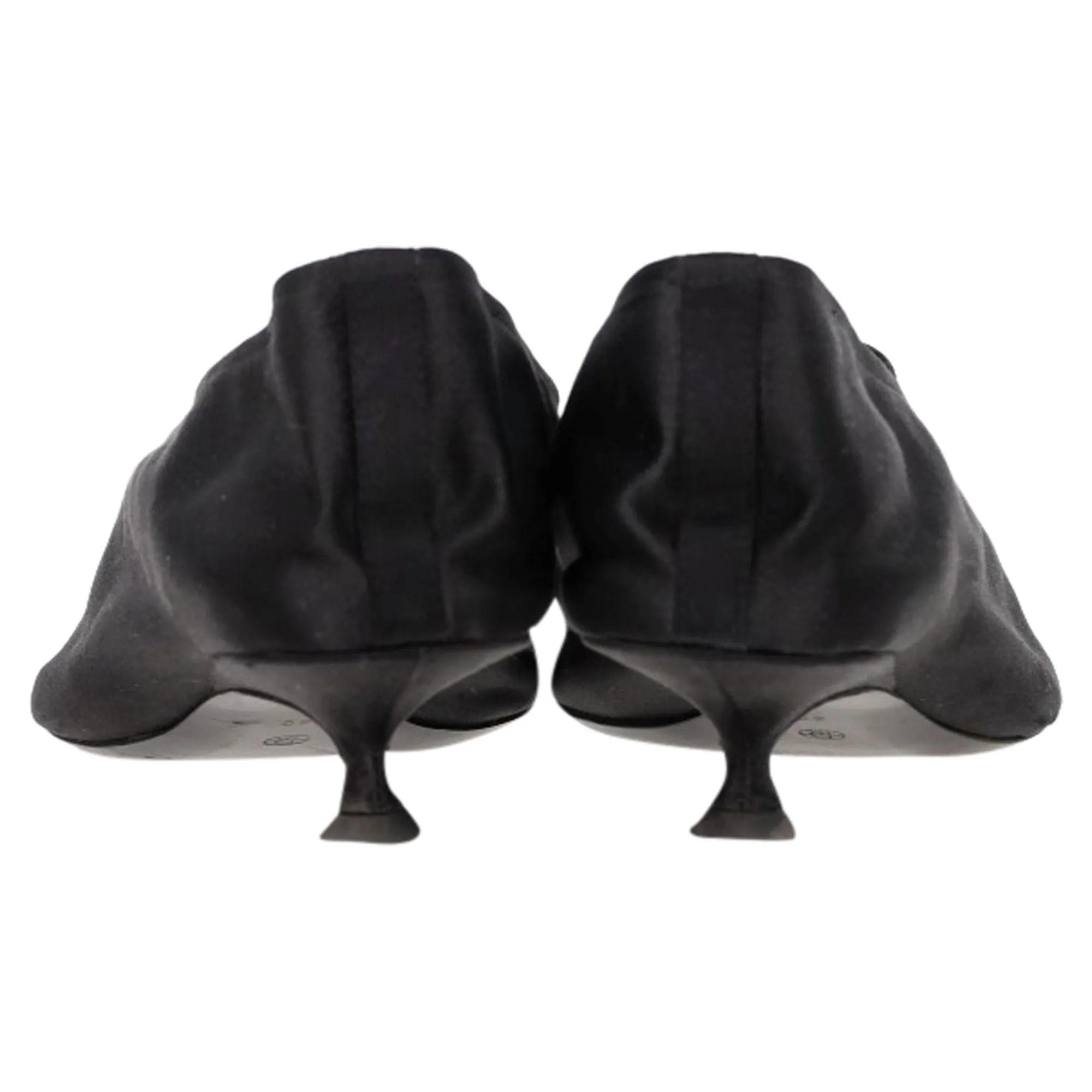 The Row Kitten Ballet Pumps in Black Satin